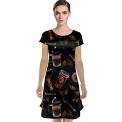 Coffee Watercolor Background Cap Sleeve Nightdress by Amaryn4rt