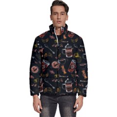 Coffee Watercolor Background Men s Puffer Bubble Jacket Coat by Amaryn4rt