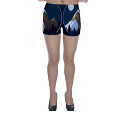 Mountains Forest Moon Stars View Skinny Shorts by Wegoenart