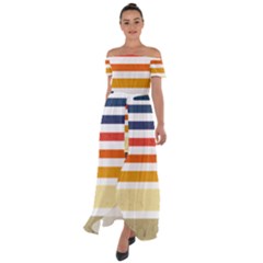 Illustration Retro Sun Sunset Vintage Graphic Off Shoulder Open Front Chiffon Dress by Wegoenart