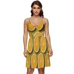 Orange Slices Cross Sections Pattern V-neck Pocket Summer Dress  by artworkshop