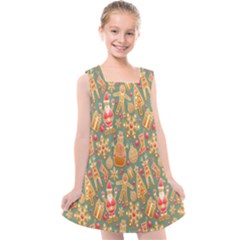 Pattern Seamless Gingerbread Christmas Decorative Kids  Cross Back Dress by artworkshop