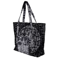 Black White Background Burnout Template Doodle Zip Up Canvas Bag by Wegoenart