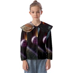 Planets In Space Kids  Peter Pan Collar Blouse by Sapixe