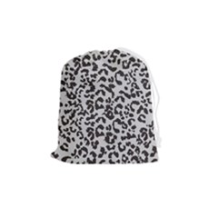 Grey And Black Jaguar Dots Drawstring Pouch (medium) by ConteMonfrey