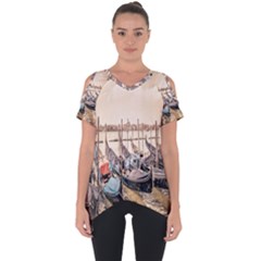 Black Several Boats - Colorful Italy  Cut Out Side Drop Tee by ConteMonfrey