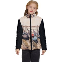 Black Several Boats - Colorful Italy  Kids  Puffer Bubble Jacket Coat by ConteMonfrey