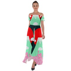 Mount Fuji Japan Landscape Volcano Off Shoulder Open Front Chiffon Dress by Wegoenart