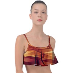 Illustration Golden Tuscany Brown Orange Frill Bikini Top by Wegoenart