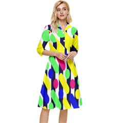 Illustration Geometric Form Circle Line Pattern Classy Knee Length Dress by Wegoenart