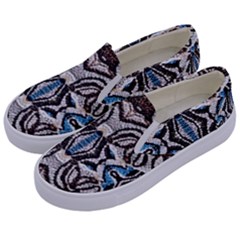 Embroidered Symmetry Kids  Canvas Slip Ons by kaleidomarblingart