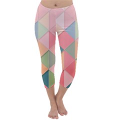 Illustration Pink Background Geometric Triangle Capri Winter Leggings  by Wegoenart