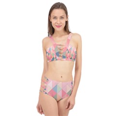 Illustration Pink Background Geometric Triangle Cage Up Bikini Set by Wegoenart