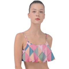 Illustration Pink Background Geometric Triangle Frill Bikini Top by Wegoenart