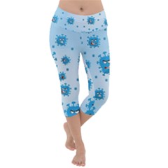 Illustration Virus Pattern Lightweight Velour Capri Yoga Leggings by Wegoenart