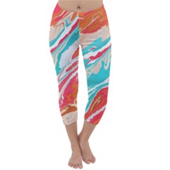 Stone Marble Texturw Pattern Capri Winter Leggings  by Wegoenart