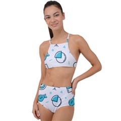 Pattern Business Graphics Seamless High Waist Tankini Set by Wegoenart