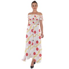 Line Patter Dots Dot Lines Decorative Off Shoulder Open Front Chiffon Dress by Wegoenart