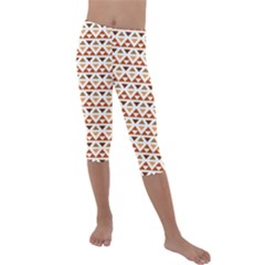 Illustration Geometric Tribal Pattern Design Kids  Lightweight Velour Capri Leggings  by Wegoenart