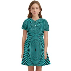 Illusion Geometric Background Kids  Bow Tie Puff Sleeve Dress by Wegoenart