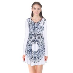 Im Fourth Dimension Black White 36 Long Sleeve V-neck Flare Dress by imanmulyana