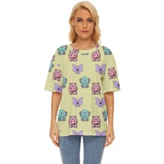 Illustration Animals Pastel Children Colorful Oversized Basic Tee by Wegoenart
