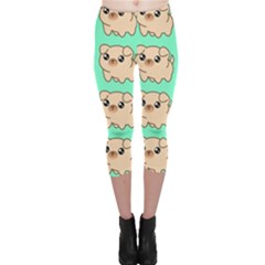 Puppy Pattern Wallpaper Dog Pet Capri Leggings  by Wegoenart