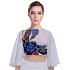 Im Fourth Dimension Colour 59 Tie Back Butterfly Sleeve Chiffon Top by imanmulyana
