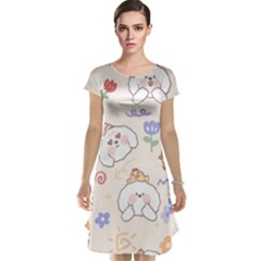 Chicken Dog Flower Sun Pattern Cap Sleeve Nightdress by Sudhe