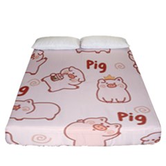 Pig Cartoon Background Pattern Fitted Sheet (california King Size) by Sudhe