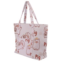 Pig Cartoon Background Pattern Zip Up Canvas Bag by Sudhe