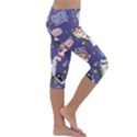Girl Cartoon Background Pattern Kids  Lightweight Velour Capri Leggings  View3