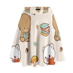 Illustration Bear Cartoon Background Pattern High Waist Skirt by Sudhe