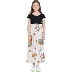 Illustration Bear Cartoon Background Pattern Kids  Flared Maxi Skirt by Sudhe