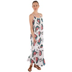 Illustration Watermelon Fruit Sweet Slicee Cami Maxi Ruffle Chiffon Dress by Sudhe
