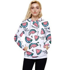 Illustration Watermelon Fruit Sweet Slicee Women s Lightweight Drawstring Hoodie by Sudhe