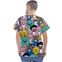 Illustration Animals Cartoon Background Pattern Men s V-Neck Scrub Top View2