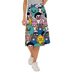 Illustration Animals Cartoon Background Pattern Midi Panel Skirt by Sudhe