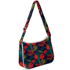 Leaves Pattern Wallpaper Seamless Zip Up Shoulder Bag by Sudhe