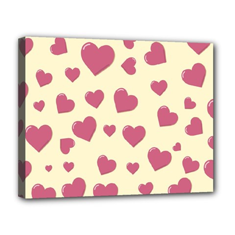 Valentine Flat Love Hearts Design Romantic Canvas 14  X 11  (stretched) by Amaryn4rt