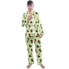 Illustration Festive Background Holiday Background Men s Long Sleeve Satin Pajamas Set by Amaryn4rt
