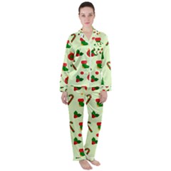 Illustration Festive Background Holiday Background Satin Long Sleeve Pajamas Set by Amaryn4rt