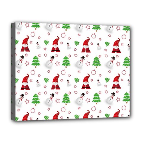 Santa Claus Snowman Christmas Xmas Canvas 14  X 11  (stretched) by Amaryn4rt