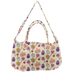 Food Illustration Cupcake Pattern Lollipop Removal Strap Handbag by Amaryn4rt