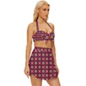 Kaleidoscope Seamless Pattern Vintage Style Bikini Top and Skirt Set  View3