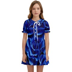 Blue Roses Flowers Plant Romance Kids  Sweet Collar Dress by Wegoenart