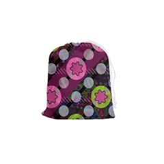 Background Circles Abstract Pattern Drawstring Pouch (small) by Wegoenart