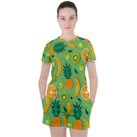 Fruit Tropical Pattern Design Art Women s Tee And Shorts Set by danenraven