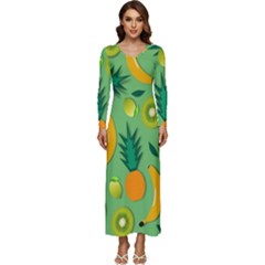 Fruit Tropical Pattern Design Art Long Sleeve Velour Longline Maxi Dress by danenraven