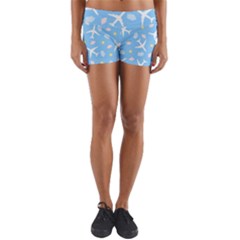 Plane Sky Background Pattern Yoga Shorts by danenraven